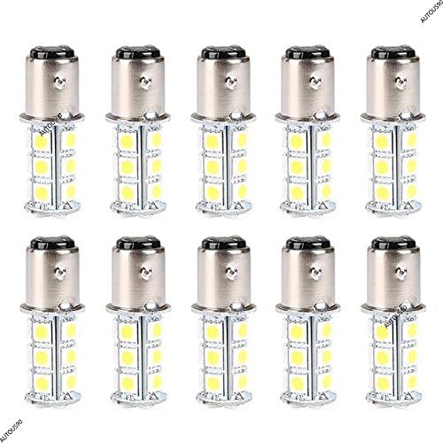 10-Pack 1157 2057 2357 7528 BAY15D 18-SMD LED Bulbs For Turn Tail Signal Brake Light Lamp Backup Lamps RV Camper Warm White