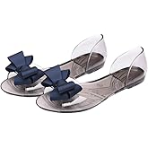 Holibanna Women Flat Jelly Sandals Bowknot Peep Toe Lightweight Summer Beach Shoes Casual Slip-on Fashion Footwear