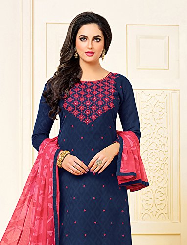 applecreation cotton women's dress material (dresses 12drd15011_navy blue, free size)
