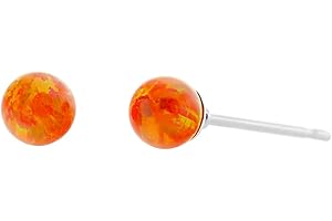 TRUSTMARK JEWELERS Trustmark 925 Sterling Silver Orange Fire Synthetic Opal Ball Stud Post Earrings