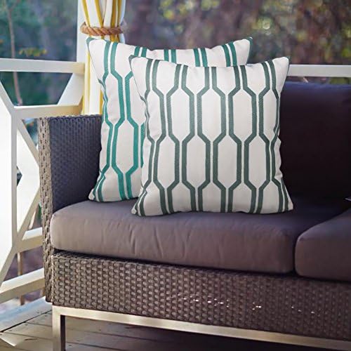 Embroidery Decorative Throw Pillow Cover for Home Decor Couch Sofa Bed Cushion Pillow Case 18X18 inch, Pack of 2(Gray &amp; Blue)