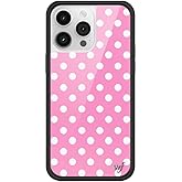 Wildflower Cases - Compatible with iPhone 14 Pro Max | Protective Black Bumper, 6.5ft Drop Test Certified, Women Owned Small Business | Bright Aesthetic Cute Trendy | Polka Dot - Pink and White