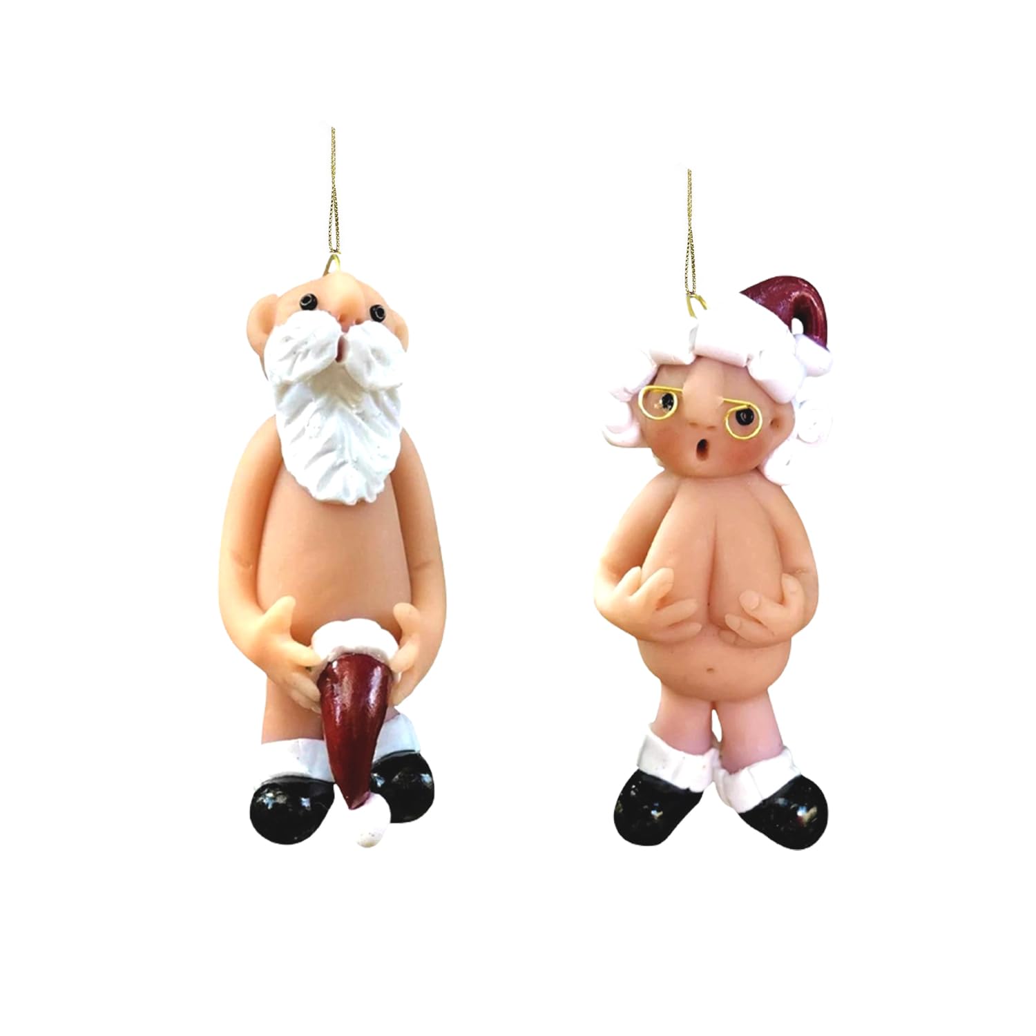 YOOYEH Christmas Naughty Santa Christmas Ornament Decorations 5CM Stocking Cap Santa Ornament Naked Santa Decorative Xmas Decor Ornaments Party Gifts (Small)