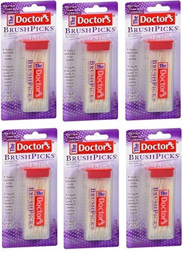 The Doctor's BrushPicks Interdental Toothpicks | 120-Picks per pack | (6-Pack)