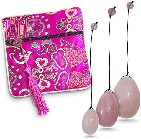 Princess Stones Premium Rose Quartz Yoni Weights Kegel Eggs Set Exercisers for Women - Better Than Jade or Glass - INCLUDES Detailed Instructions