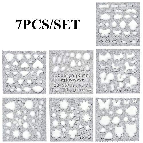 Tooeary 7pcs/Set Shaping Kit Pattern Craft Applique DIY Handicraft Applique Molds Wool Needle Felting Felt Mould