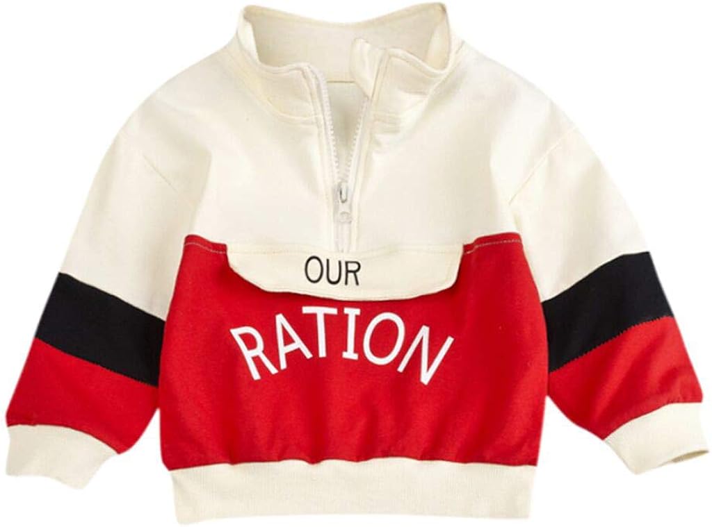 Unisex Baby Hoodies, Lightweight Zip-up Jackets & Hooded Coats Color Block Cute Hooded Pullover Sweatshirt T-Shirt Tops