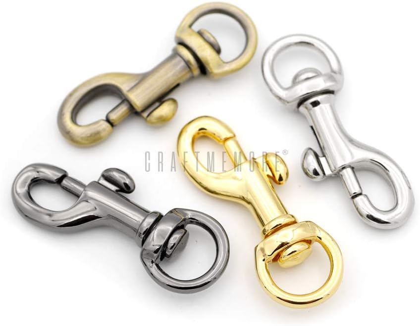 CRAFTMEmore 4PCS 45 x 16 mm Swivel Round Eye Slide Bolt Snap Hook Keychains Purse Accessories Hardware (Brush Gold)