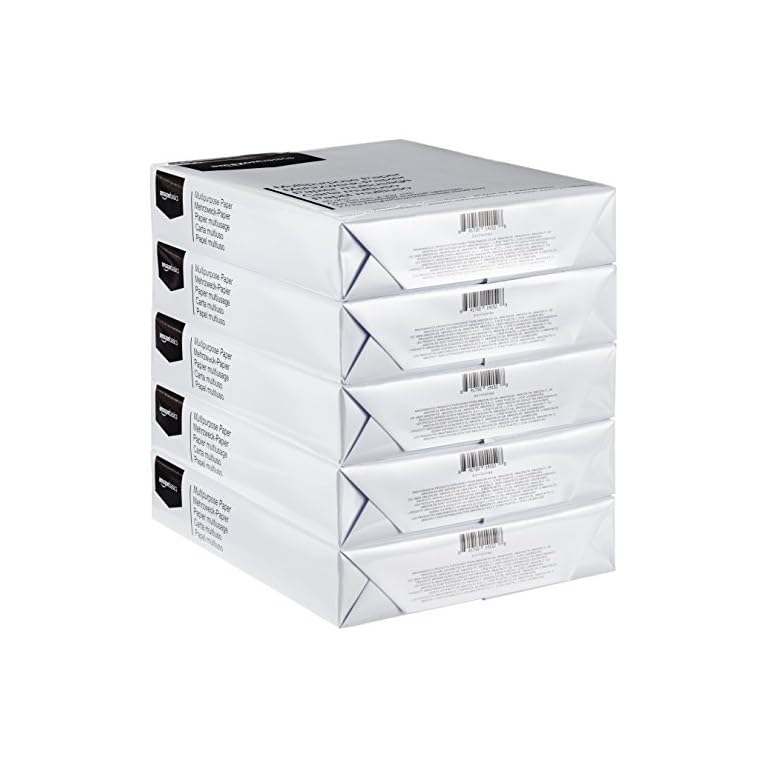 Amazon Basics Multipurpose Copy Printer Paper, A4 80gsm, 5 Reams