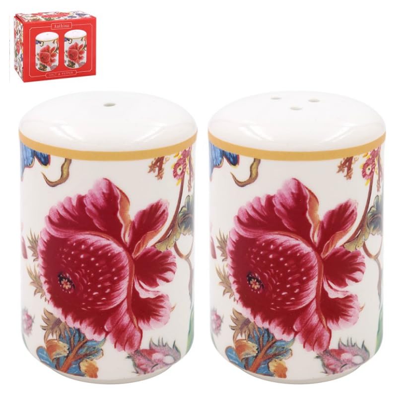 The Leonardo Collection Anthina Salt & Pepper Shaker Set | British Designed Ceramic Salt & Pepper Shakers | Decorative Jar Dispenser for Kitchen | Salt & Pepper Shakers for All Types of Kitchen