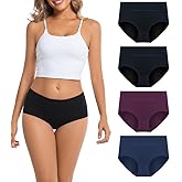 AMZCHPC Women's Cotton Underwear Mid Waisted Brief Style Underpant (4 Pack)