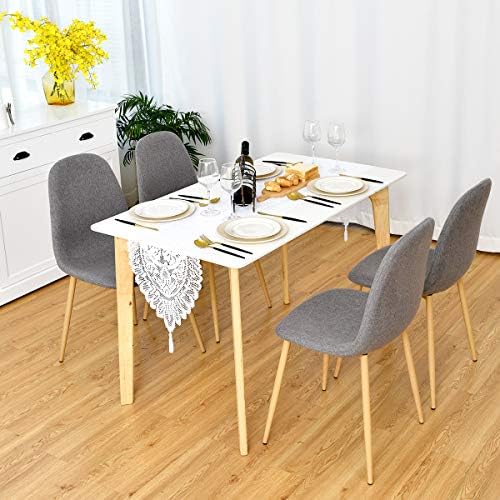 Giantex Set of 2 Kitchen Dining Chairs, Easily Assemble Modern Fabric Cushion Seat Chair w/Metal Legs, Mid Century Armless Chairs for Kitchen, Dining Room, Restaurant, Gray 3 51oj1c89rsL. AC