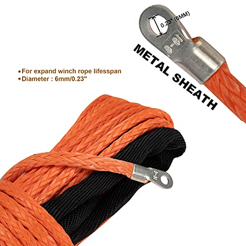 TYT 50ft Synthetic Winch Rope for 1/4" Nylon Winch Line Cable Rope