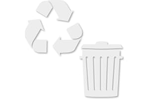 Vinyl Friend Recycle & Trash Decal Stickers White Matte 2.5 inches Premium Contour Cut Transfer Stickers Sleek Logo Symbols for Effortless Garbage Bin Organization