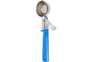 Winco Ice Cream Disher with Blue Handle, Size 16, Stainless Steel