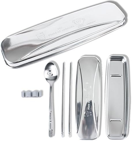 Stainless Chopsticks Spoon Set with a Portable Box &amp; a Holder for Kids, Chopsticks Spoon Camping Picnic Set, Portable Travel Flatware Cultery Set