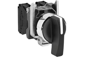 Schneider Electric Harmony XB4 - Selector Switch, Metal, 3 Positions, Spring Return to Center, Long Handle, 2NO, 22mm Mount, XB4BJ53, Black