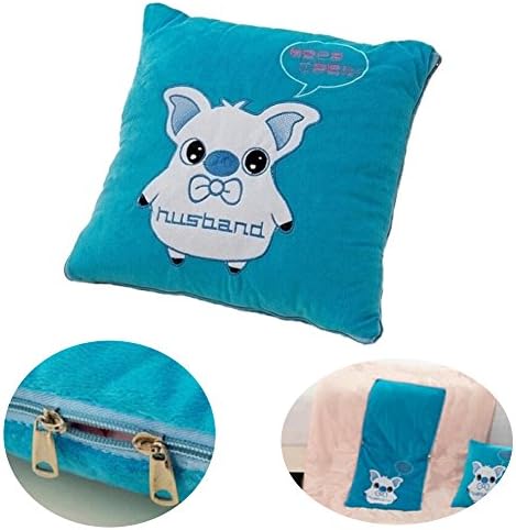 2 in 1 Cartoon Pillow and Quilt Throw TV Blanket Air Conditioning Quilt Sofa Sleeping Bag Car Blankie,Warm Lightweight Cozy Quilt On Bed/Couch/Travel, Best Christmas Gift (110150cm, Blue Pikachu)