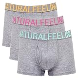 Mens Popular Cotton Underwear Pack of 3 Grey Boxer Briefs with Pouch and Comfortsoft Waistband, Grey With Cyan/Orange/Rosy Waistband, XX-Large/42inches-44inches/107-112CM