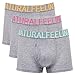 Mens Popular Cotton Underwear Pack of 3 Grey Boxer Briefs with Pouch and Comfortsoft Waistband, Grey With Cyan/Orange/Rosy Waistband, Medium/33inches-35inches/84-89CM