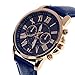 Coromose Geneva Roman Numerals Faux Leather Analog Quartz Women Wrist Watch(Dark Blue)