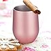 Skylety Triple-Insulated Stemless Wine Tumbler Set, Stainless Steel Stemless Wine Cup with Lids, Drink-ware Glasses for Wine, Champagne, Cocktails and Beer, 12 Oz , 4 Pack (Rose Gold 2 )