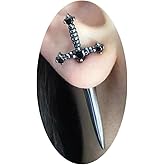 Gothic Pirate Sword Earrings for Women Men Darkness Vintage Rhinestone Dagger Dangle Earrings Punk Goth Halloween Stud Earrings Vampire Accessories