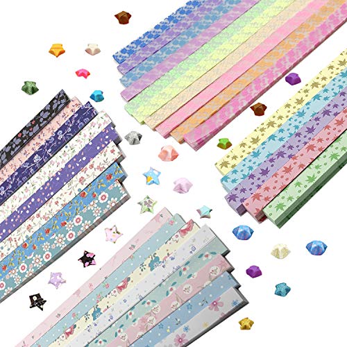 Wartoon Flower Maple Leaf Origami Stars Paper and Luminous Four-Leaf Clover Paper Set, 1820 Sheets - Thumbnail 7