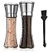 ZaraLuxe Salt And Pepper Grinder Set | Stainless Steel Salt And Pepper Shakers w/Tall Glass Body & Adjustable Coarseness Ceramic Rotor | Easy To Refill & Clean | Premium Salt Pepper Mill (Set Of 2)
