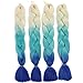 GX Beauty 4Pcs/Lot Ombre Jumbo Braiding HaiBraid Hair Extensions 24 Inch Synthetic Crochet Braids Hair for Women(White/Lake Blue/Royal Blue)