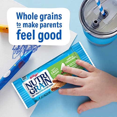 NUTRI-GRAIN BREAKFAST BARS, MADE WITH 10G WHOLE GRAINS, SNACK BARS, APPLE CINNAMON, 20.8OZ BOX, 16 COUNT (PACK OF 3)