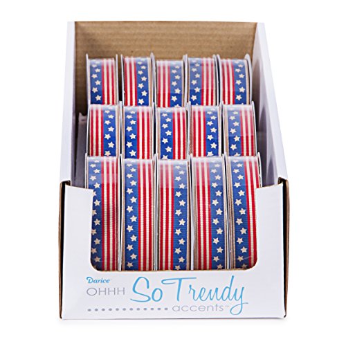 Darice Flag Ribbon, 5/8" x 3 yd, Red White and Blue