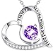 February Birthstone Natural Amethyst Gemstone Necklace Women Birthday Gifts Mom Wife I Love You to the Moon and Back Necklace Sterling Silver