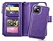 FLYEE Compatible with iPhone 11 (6.1 inch,2019 Release),Detachable 2 in 1 case Fit Car Phone Mount Magnet Closure Premium Leather Zipper Purse 8 Card Slots Flip Cover with Wrist Strap-Purple