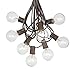 100 Foot G40 Outdoor Patio String Lights with 125 Clear Globe Bulbs – Indoor Outdoor String Lights – Market Bistro Café Hanging String Lights – C7/E12 Base - Brown Wire