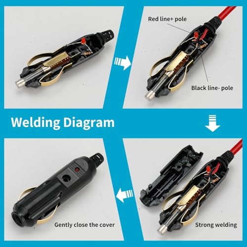 2 x 12 V Male Cigarette Lighter Sockets, 12 V Male Cigarette Lighter Socket with 20 A Fuses and LED Indicator, Universal Connector for Car, Air Pump, Motorcycle, Truck, Boat, Car Accessories