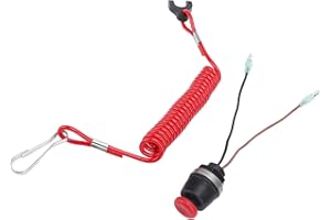 aqxreight Outboard Stop Switch Lanyard - Direct Replacement Kill Switch for Motors - OE Part - Metal Alloy Clamp/Holder for M