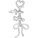 Nalefow Keychain for Women Gold Bow Angel Wings KeyChains Novel Star Heart Strawberry Racket Pendants Bag Charm Key Chains