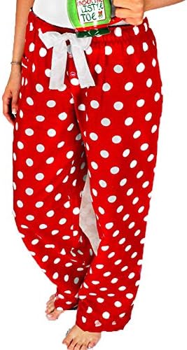 FINELOOK FINELOOK Womens Christmas Pajama Pants Drawstring Waist Polka Dot Long Sleep Trousers