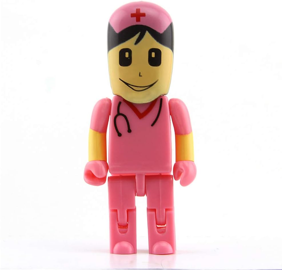 32GB USB 2.0 Flash Drive Female Nurse Doctor Robot Shape Pen Drive Novelty Thumb Drive Memory Stick Pendrive U Disk(Pink)