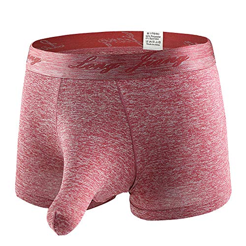 KAMUON Men's Sexy Separate Pouch Boxer Brief Underwear Sheath Prevent Friction (US M = Asian Tag L : Waist 32"-34", red) - Thumbnail 4