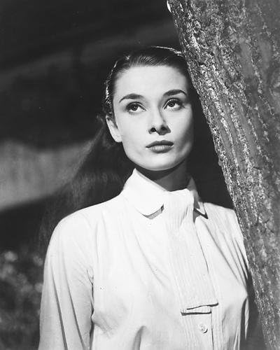 Audrey Hepburn 8x10 Publicity Photo With Long Hair Posing By Tree