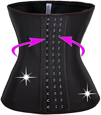 KissFit 6 Pcs Steel Boned Higher Compression Waist Trainer Cincher Promotes Fat Burner For Hourglass Quick Weight Loss (M Fits Waist 26-28 Inch, Black-Latex)