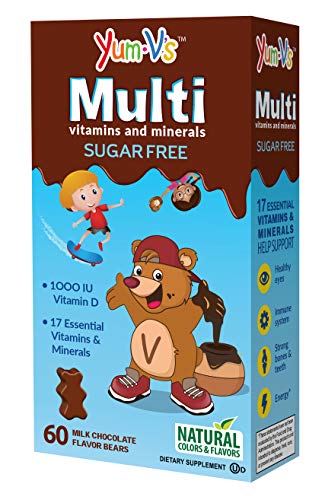 YumVs Sugar Free MultiVitamin Chewables for Kids, Milk Chocolate Flavor (60 Ct); Daily Dietary Supplement with Essential Vitamins & Minerals; Kosher, Halal, Gluten Free