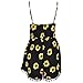 Lanzom Women Summer Vintage V Neck Straps Sunflower Print Romper Jumpsuit