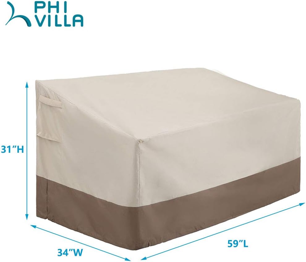 PHI VILLA Patio Bench Cover-Outdoor Loveseat Lounge Cover, Small: Kitchen & Dining