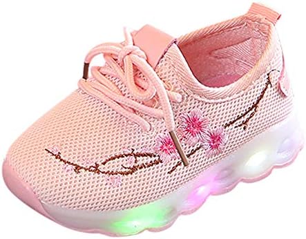 Kasien Baby Shoes, Kids Baby Boys Girls Embroidery Flower Sport Running LED Luminous Shoes Sneakers
