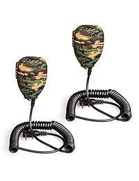Micrófono de altavoz con cable en espiral para Walkie Talkie, micrófono de mano para BaoFeng UV-5R 5RA 5RB 5RC 5RD 5RE 5REPLUS 3R + Accesorios de radio de dos vías (paquete de 2)