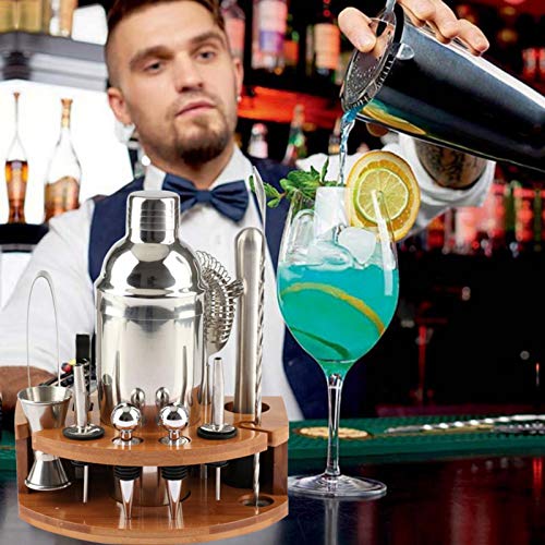 Cocktail-Set, 12-teiliges Cocktail-Shaker-Set, 350/550/750 ml, Edelstahl, Bar-Werkzeug-Set, Barkeeper-Set mit Bambus… – Bild 6