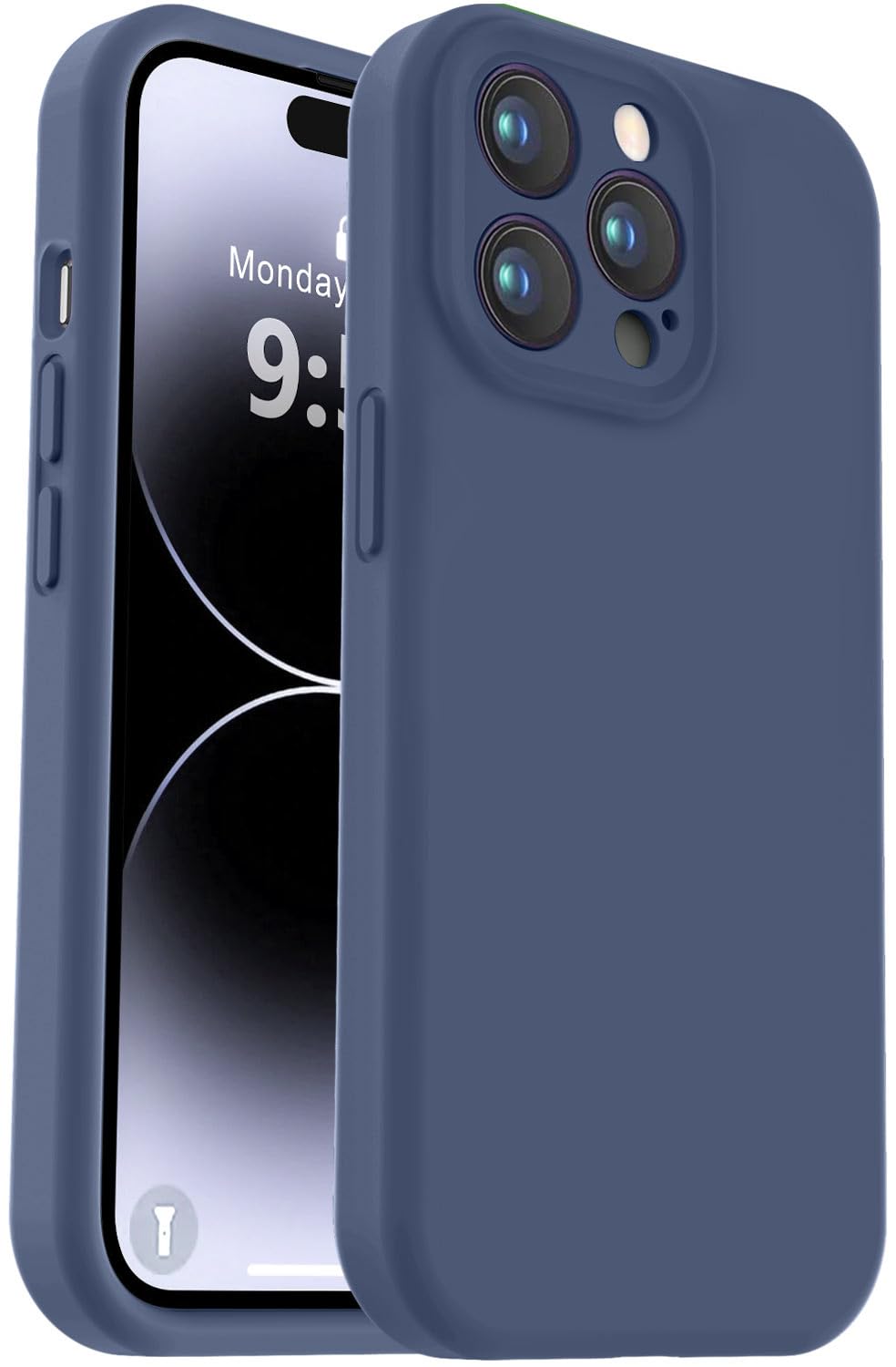 Photo 1 of Vooii Compatible with iPhone 14 Pro Case, Liquid Silicone Upgrade [Camera Protection] [Soft Anti-Scratch Microfiber Lining] Shockproof Phone Case for iPhone 14 Pro 6.1 inch - Navy Blue